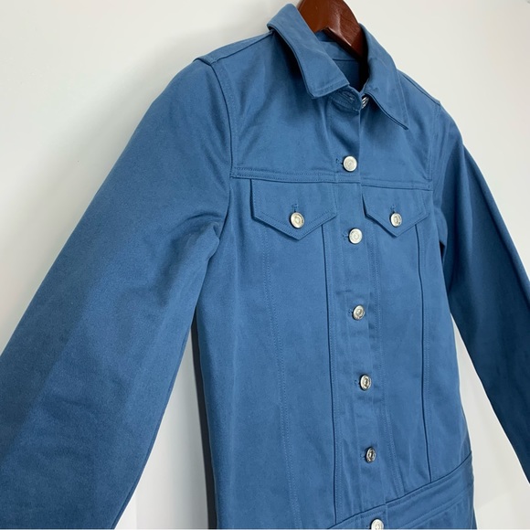 Zara Blue Button Down Long Sleeve Utility Mini Dress Fitted New Nwt Size XS - Picture 4 of 16